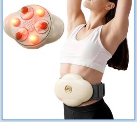 Abdominal Massager with Heat, Stomach Massager for Digestion, Belly Cellulite Massage for Flattening Belly, Four Massage Discs Work in Sync, Relieves 