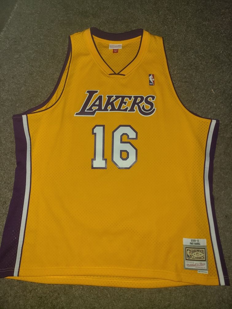 LA Lakers Pau Gasol Mitchell & Ness Gold 2009/10 NBA Hardwood Floor Jersey