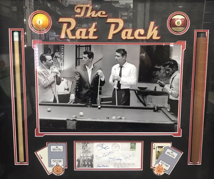 Las Vegas Rat Pack piece with Repligraphs,pool balls, stick and more.