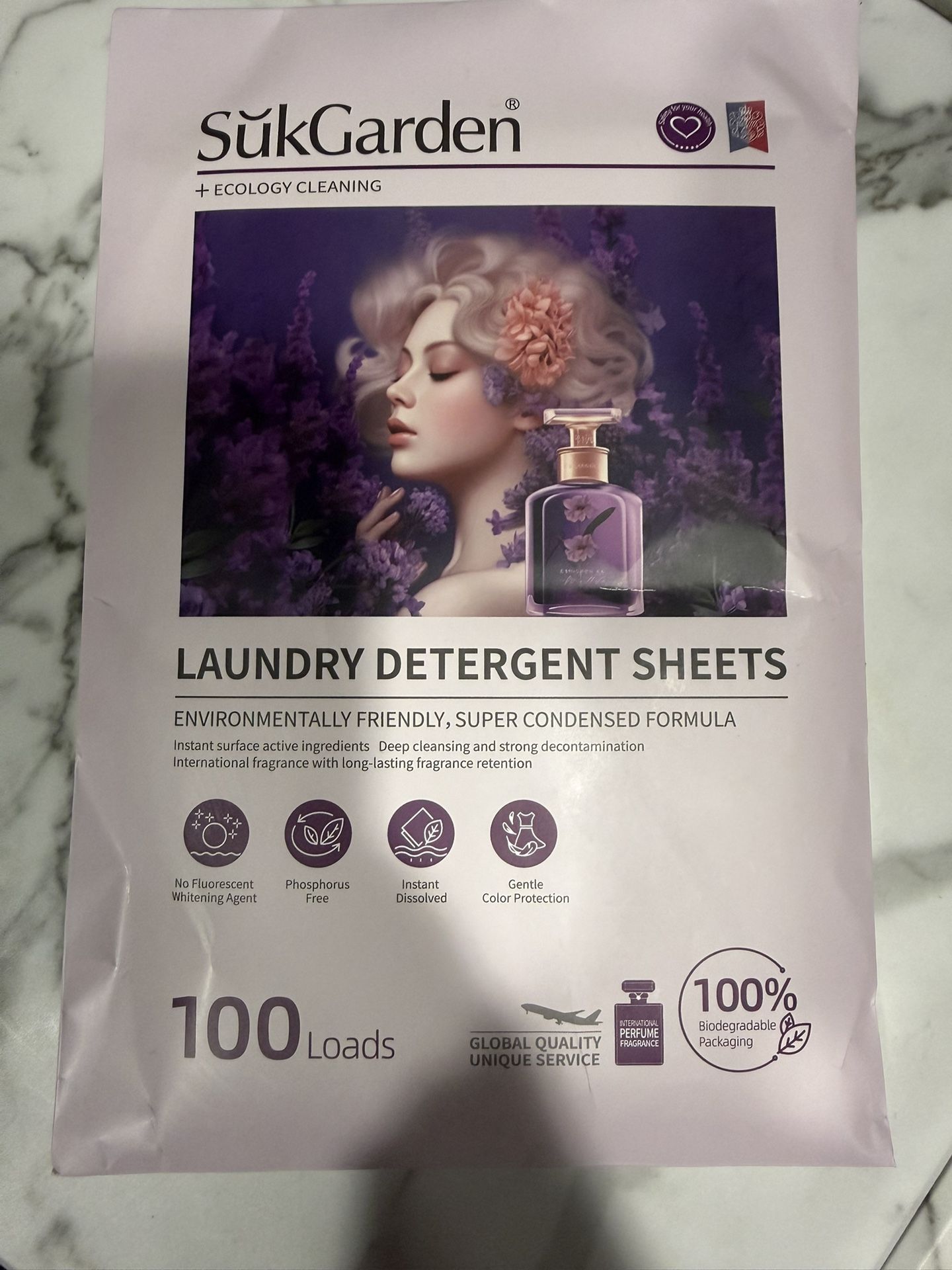 SukGarden Laundry Detergent Sheets — Lavender Scent, 100 Loads