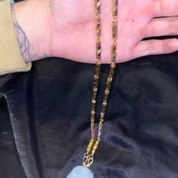 Jade Buddha 14k Solid Gold Chain 