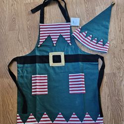 NEW! SANTAS ELF APRON AND HAT !
