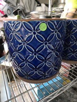 2 Set of Southern Patio Griffy Blue Ceramic
