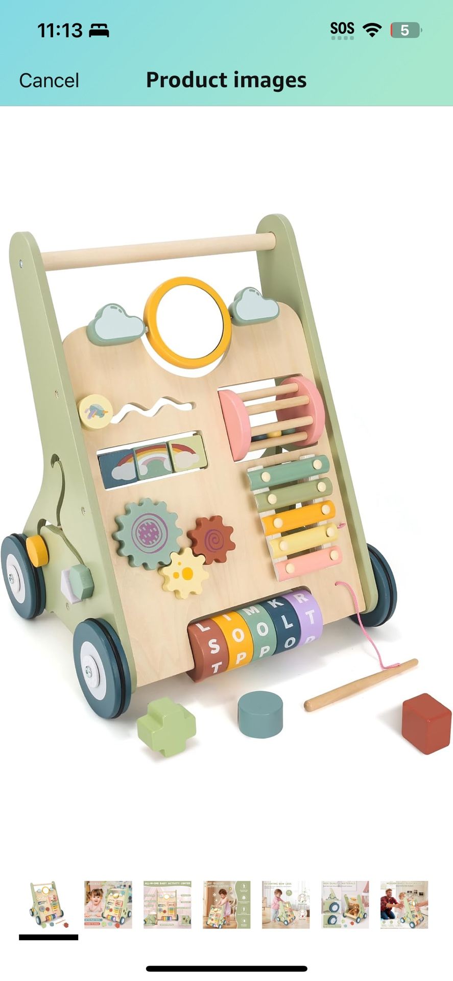 Wooden Baby Walker, Baby Push Walker, Montessori Toddler Walker Toy, Push and Pull Learning Activity Walkers, Baby Walker with Wheels for Boys&Girls 1