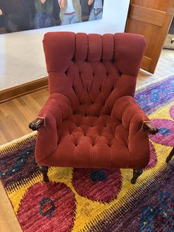 Stickley Leopold's Chair Red Burgundy Chenille