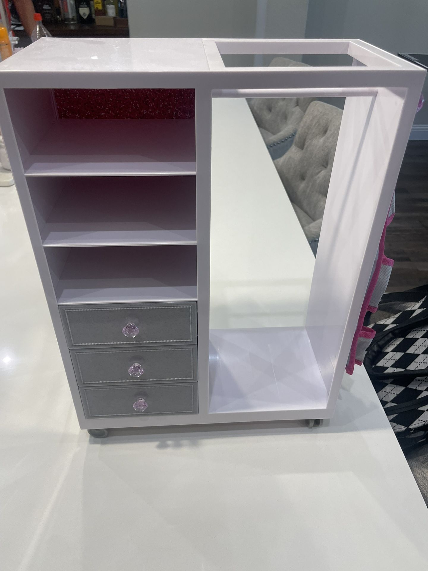 Fashion Doll White Wardrobe Clothes Stand For Barbie Like Doll