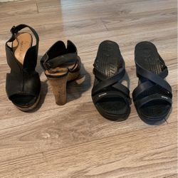 Ladies Size 6 - Crocs  Or  Leather Franco Sarto Platforms