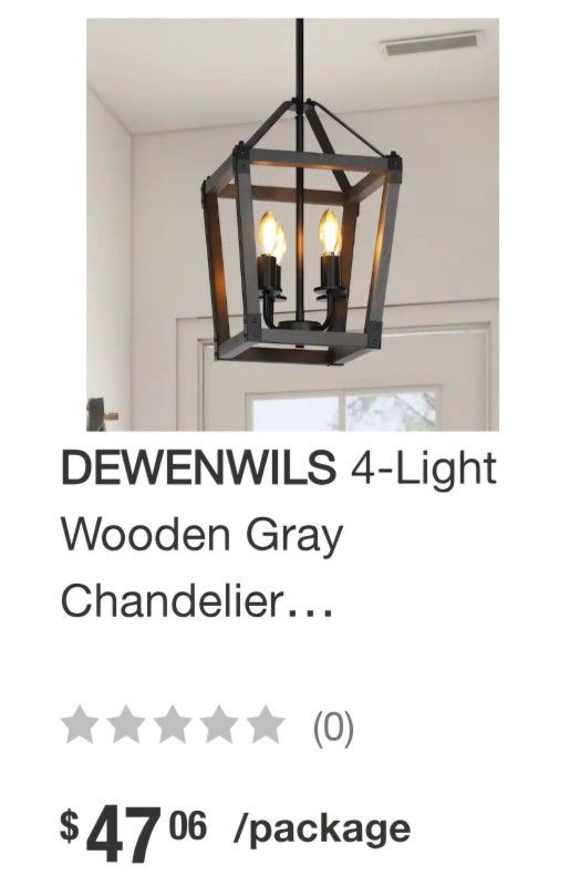4_light Wooden Gray Chandelier Farmhouse Dining Room. Kitchen Pendant Light New In The Box $20 For Each