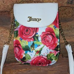 JUICY COUTURE Floral Crossbody Cellie Cell Phone Bag - White Rose Print 

In great condition.

No rips, marks, or scuffs on the front.

Closes perfect