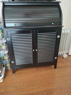 Black Secretary Desk Hutch Cabinet