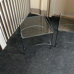 Glass Black End Tables Pair