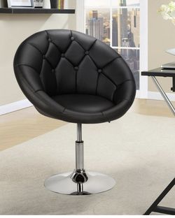 Black Tufted Swivel Adjustable Accent vanity chair