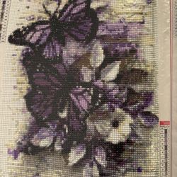 Butterfly With Purple Flowers 