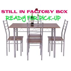 DINING SET: 5 PIECE (STILL IN FACTORY BOX(ES) **WALNUT TABLE W/ROUNDED EDGES/4 MATCHING CHAIRS** (PLEASE SEE PICS FOR ALL SPECS) 🔥 (READY FOR PICKUP)