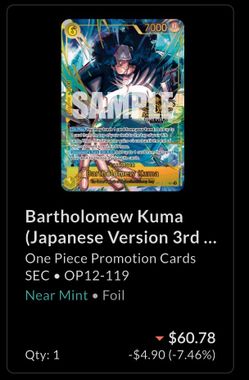Bartholomew Kuma One Piece Card OP12-119 SEC Foil