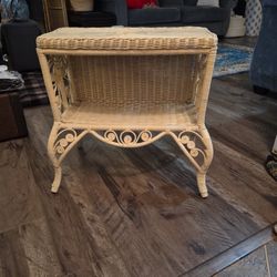 Rattan Side Table With Storage
