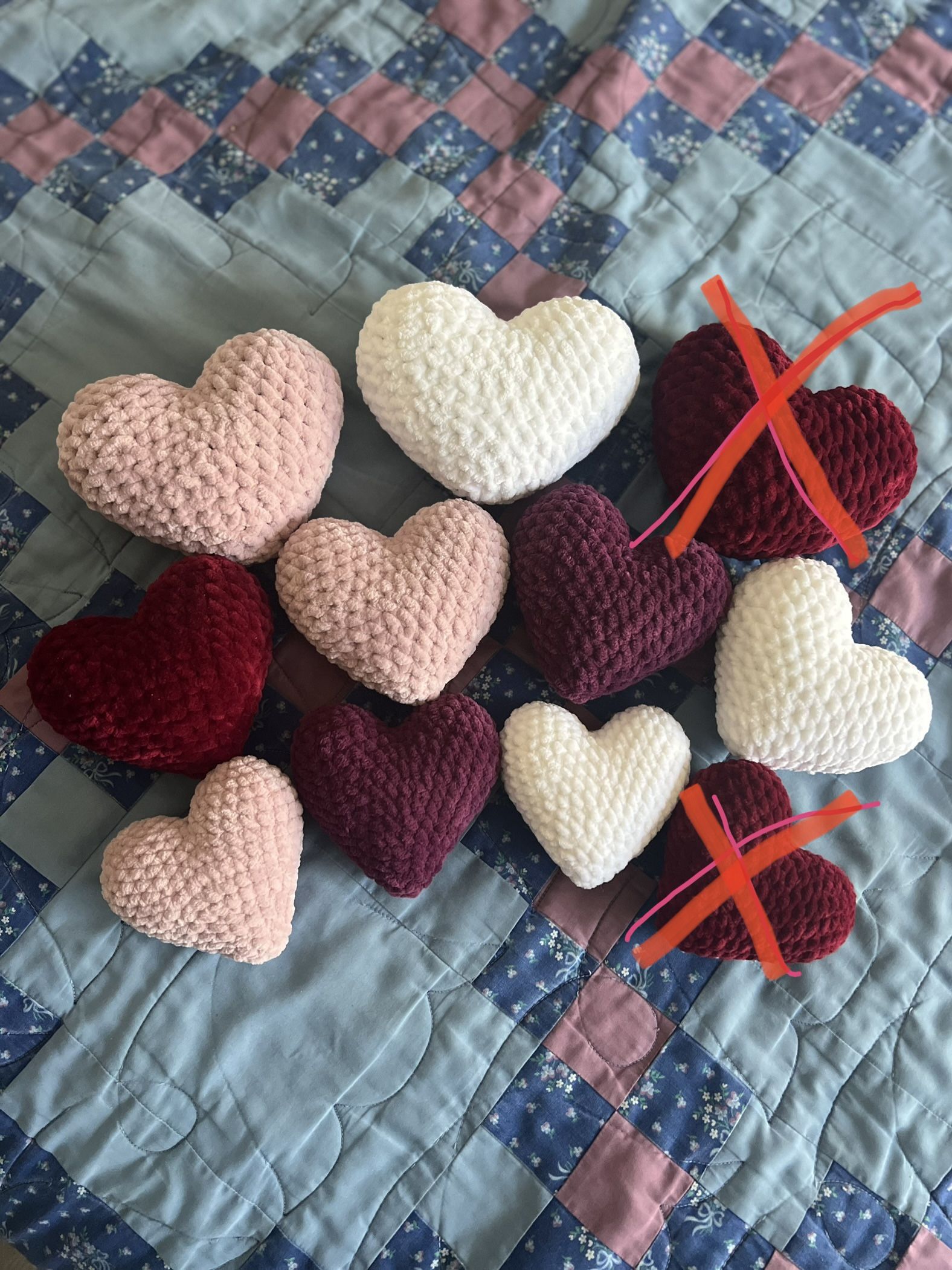 Crochet Heart Plush Pillow Toy