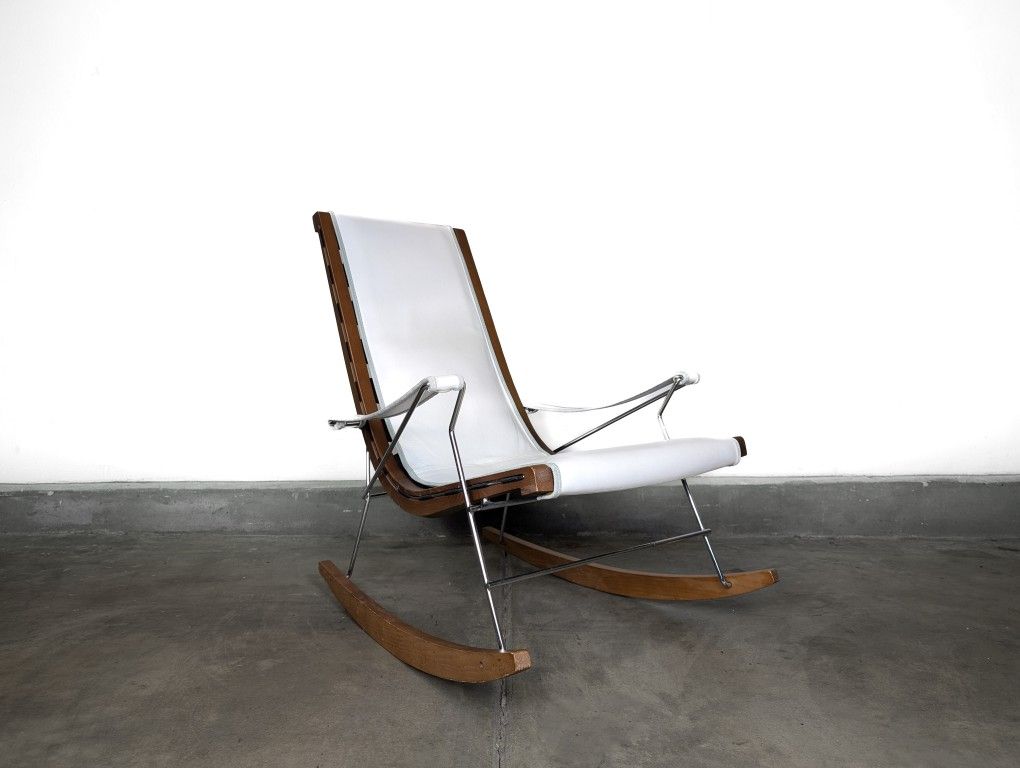 Mid Century B&B Italia Leather Rocking Chair by Antonio Citterio, 2012 - Labled