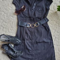 A. Byer Black Button Down Dress, Sz Small 
