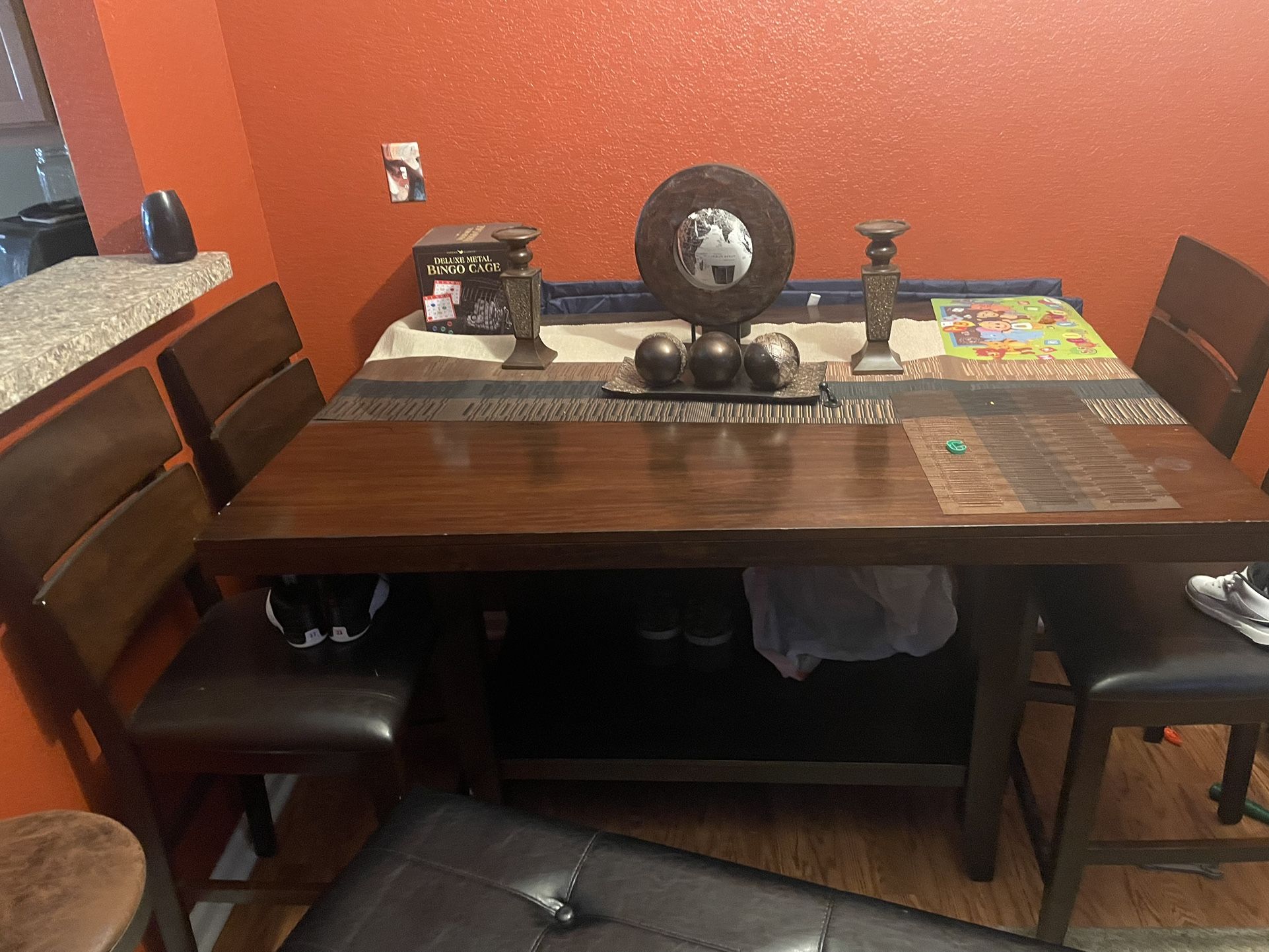 Sturdy Hard Wood Table And Chairs