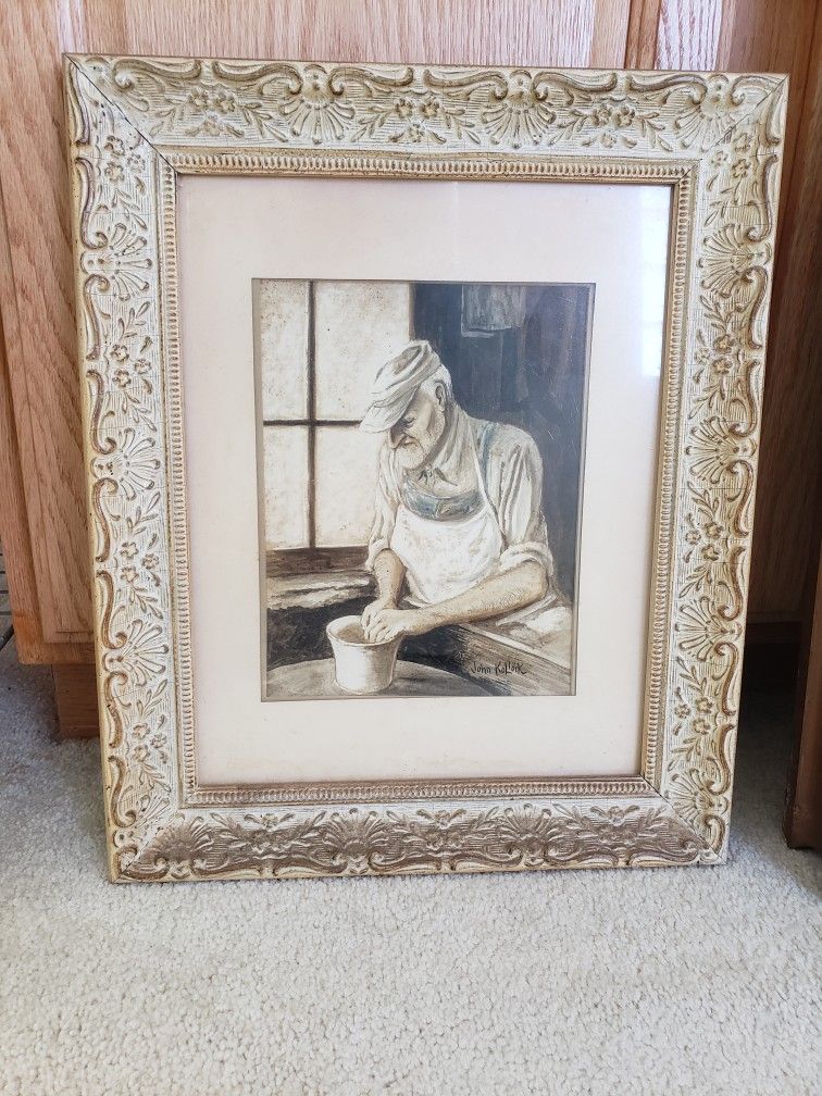 Vintage John Kollock Art Print "Molding A Clay Pot"