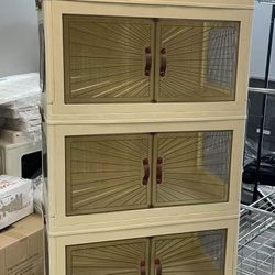 😀 5-Layer Foldable Storage Cabinet with Doors & Wheels – Compact Modular Organizer – 74inch x 26 inch