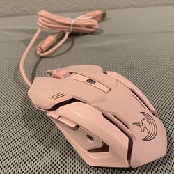 Pink Unicorn Gaming Mouse With LED
