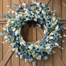 Set of 2 spring wreaths blue green, I used for Baby Shower boy
