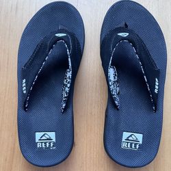 REEF FANNING BLK FLIP-FLOPS WOMENS SZ 9
