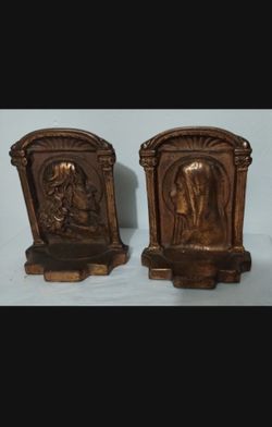 VINTAGE SOLID  METAL BOOKENDS 5"×4" - M1000