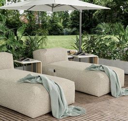 2set Lounge Chair Outdoor Bed Lounger Outdoor Couch Sofa Comfy Patio Furniture Dense Foam Pool Loungers Lazy Sofa for Outside