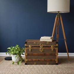 Cube Shaped Antique Steamer Trunk 