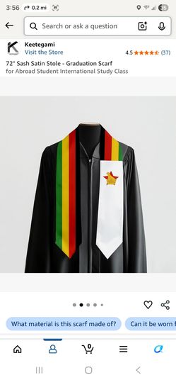 72" Sash Satin Stole Zimbabwe Flag