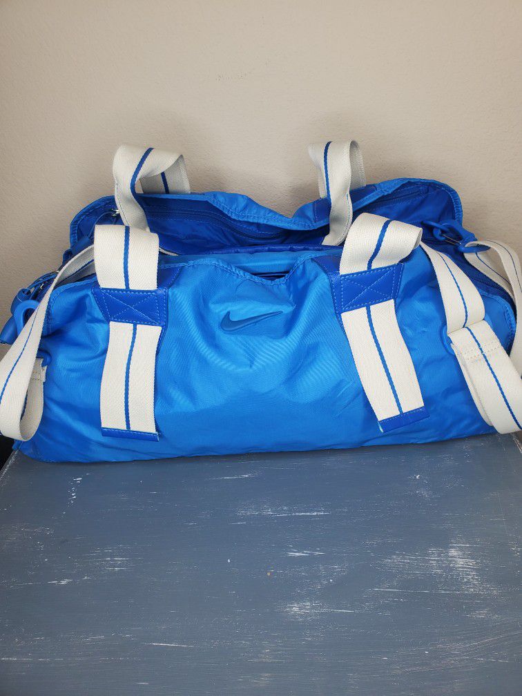 Vtg 80s Nike Sami Large Club Bag Blue Label Gym Athletic Duffle Blue Pink 