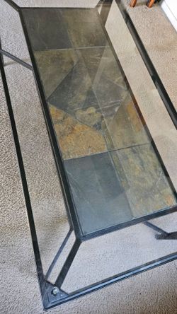 Glass topped coffee and end table combo