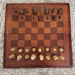 Wooden Chess And Checker Set
