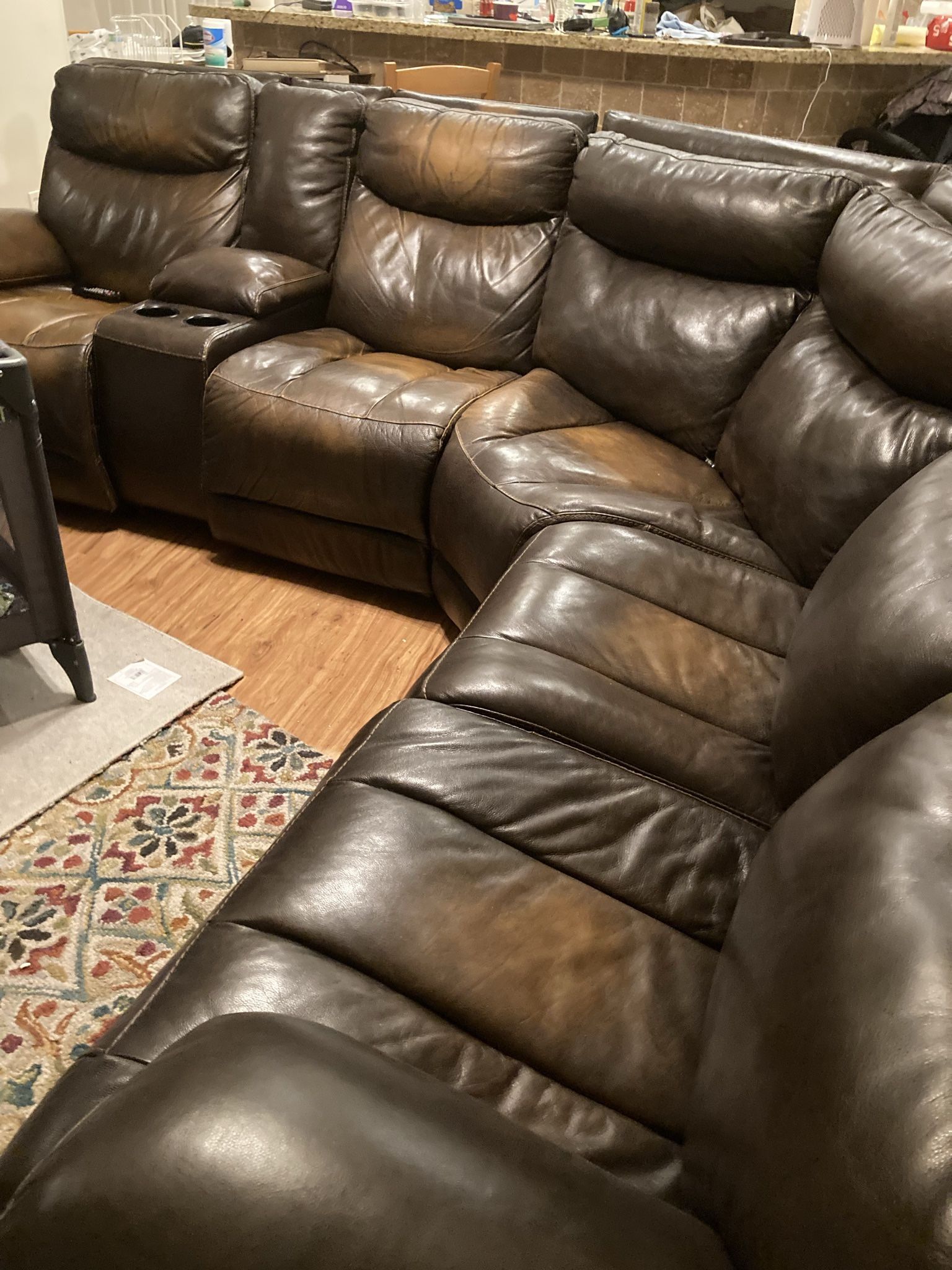 Leather Reclining Sectional Couch $120 OBO MUST SELL ASAP 
