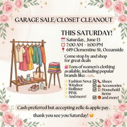 Garage sale/closet clean out this saturday! 