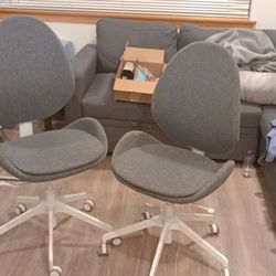 Two Heavy Duty Rolling Office Chairs Set Recline 