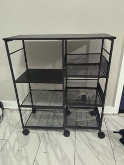 SWTYMIKI Black Rolling Kitchen Cart