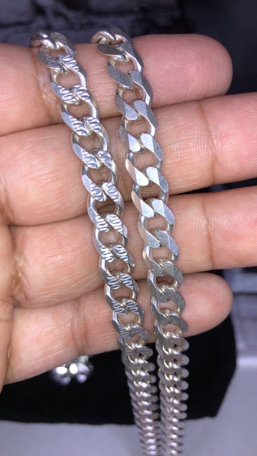 Solid Sterling Silver 925 Diamond Cut Cuban Chain