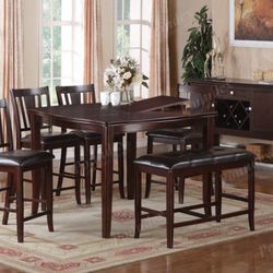 NEW EXPRESSO 6PC. COUNTER HEIGHT DINING TABLE SET