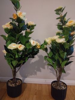 2 pots of new artificial flowers 32" tall