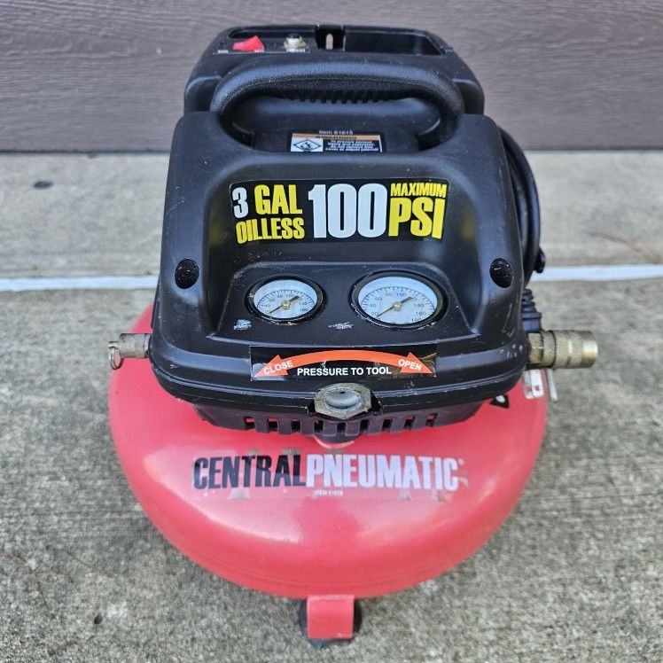 Central Pneumatic 3 Gal Pancake Air Compressor 100 Psi Electric
