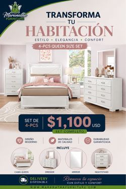4-Piece Queen Size Bedroom Set White
