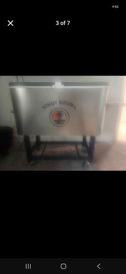 Vintage Tommy Bahama 100 Quart Stainless Steel Rolling Cooler