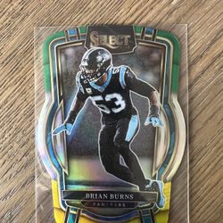 Brian Burns 2022 Select Club Level Green & Yellow Die-Cut Prizm #287