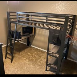 Kids Colefax Avenue twin Loft Bed with Desk and Bookcase