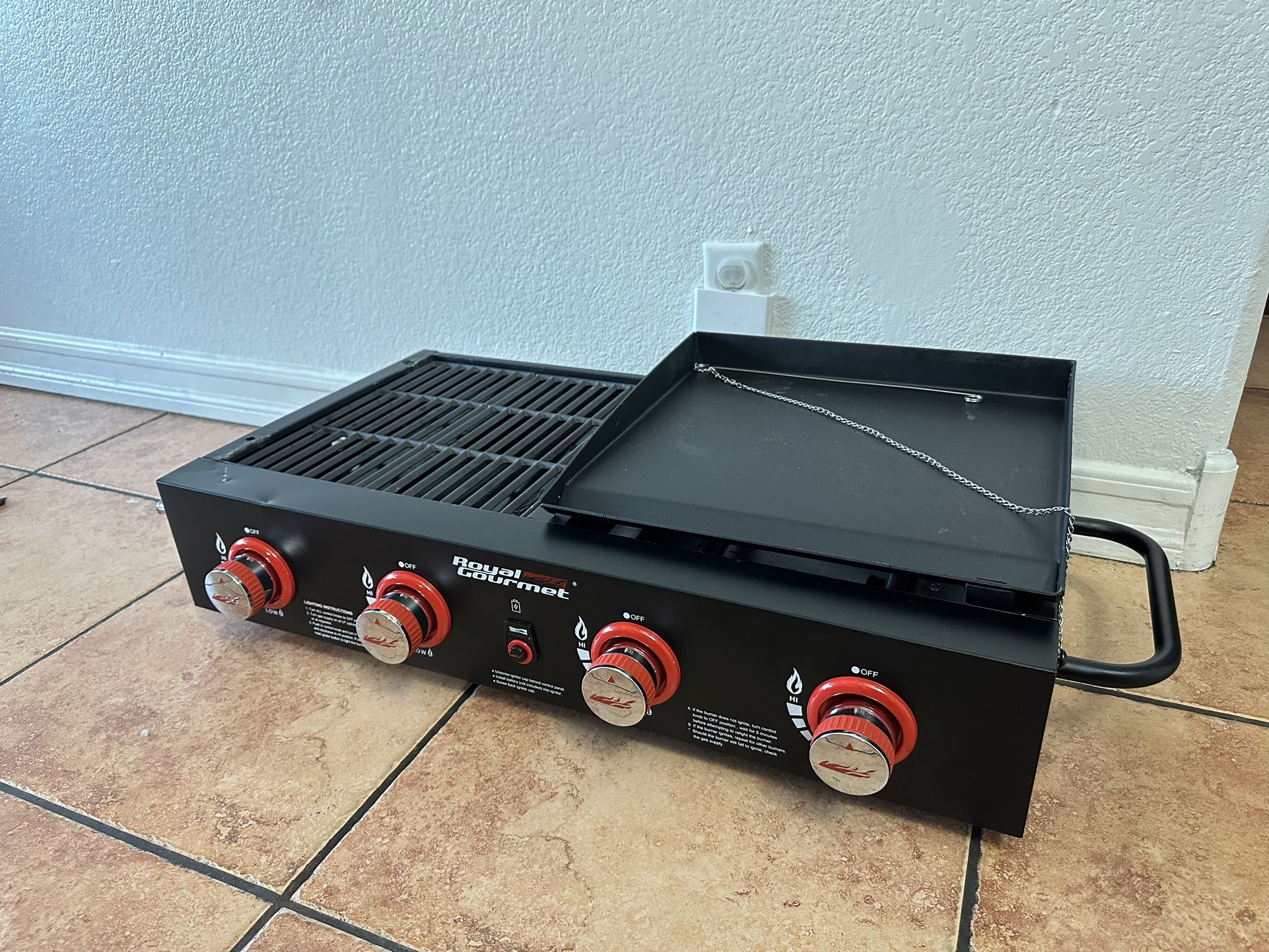 Royal Gourmet 4-Burner Tailgater Grill and Griddle Combo, Portable Flat ...