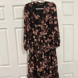 Good Condition | S Who What Wear Black Floral with Polka Dots Maxi Dress 